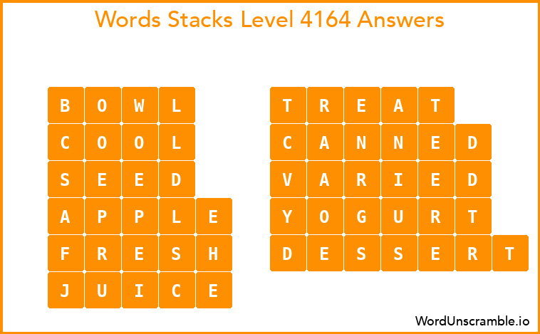 Word Stacks Level 4164 Answers