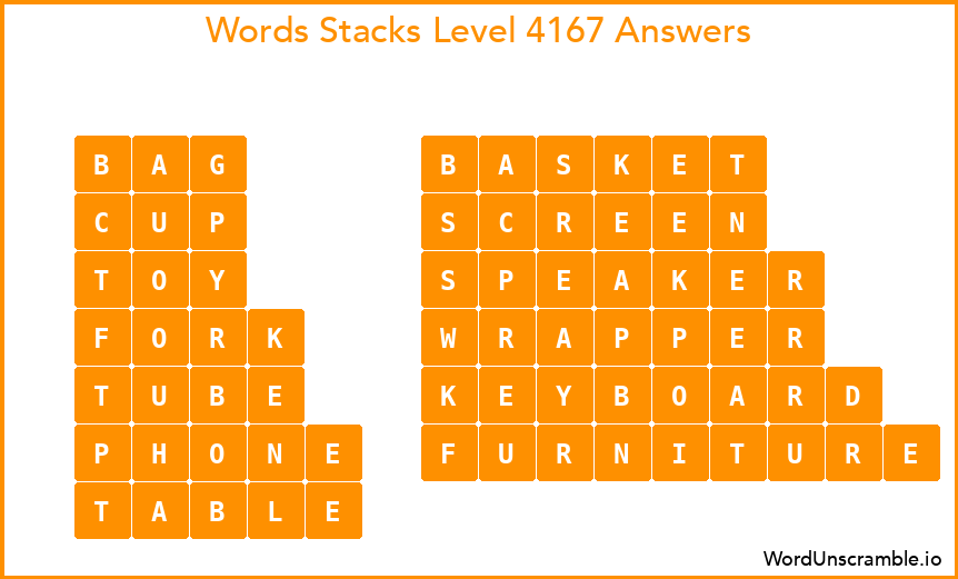 Word Stacks Level 4167 Answers