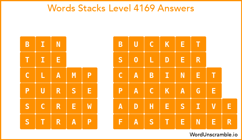 Word Stacks Level 4169 Answers