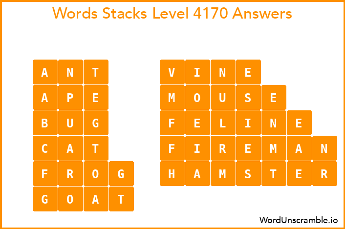 Word Stacks Level 4170 Answers