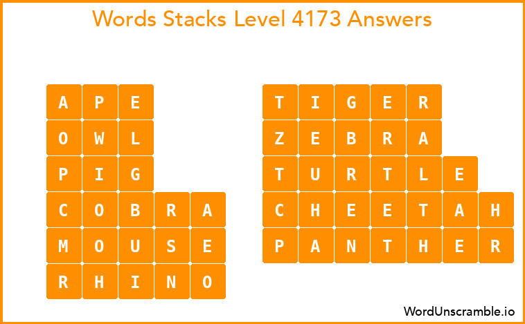 Word Stacks Level 4173 Answers