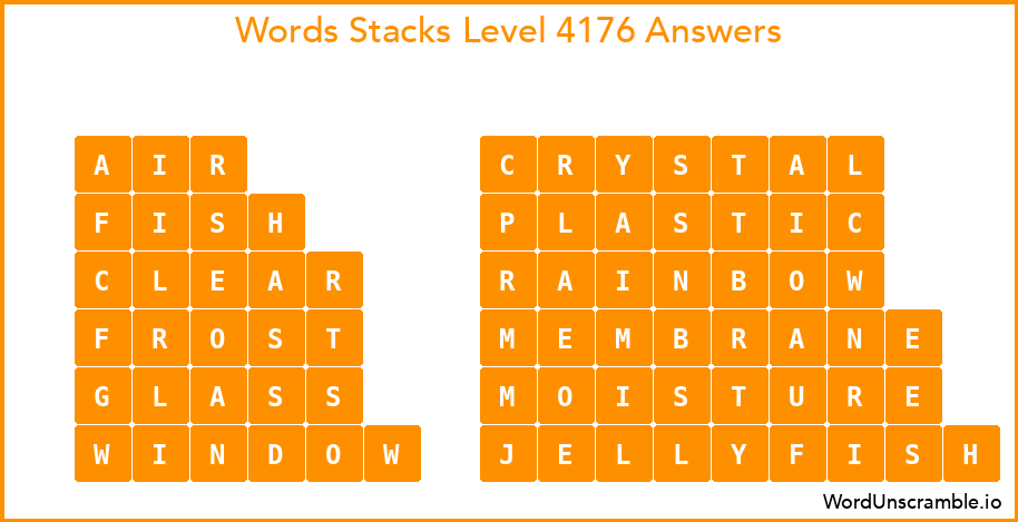 Word Stacks Level 4176 Answers