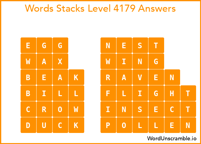 Word Stacks Level 4179 Answers