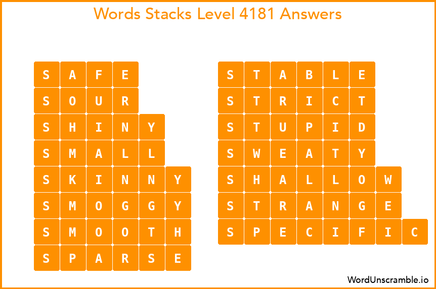 Word Stacks Level 4181 Answers