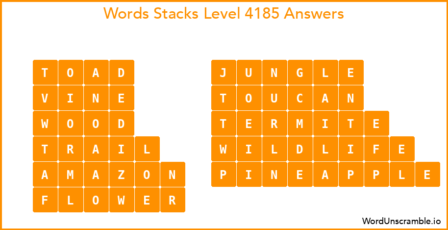 Word Stacks Level 4185 Answers