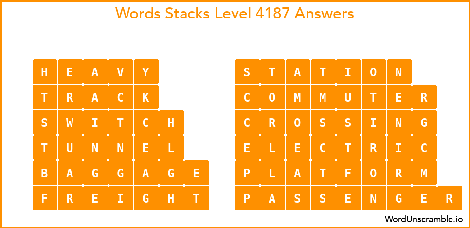 Word Stacks Level 4187 Answers