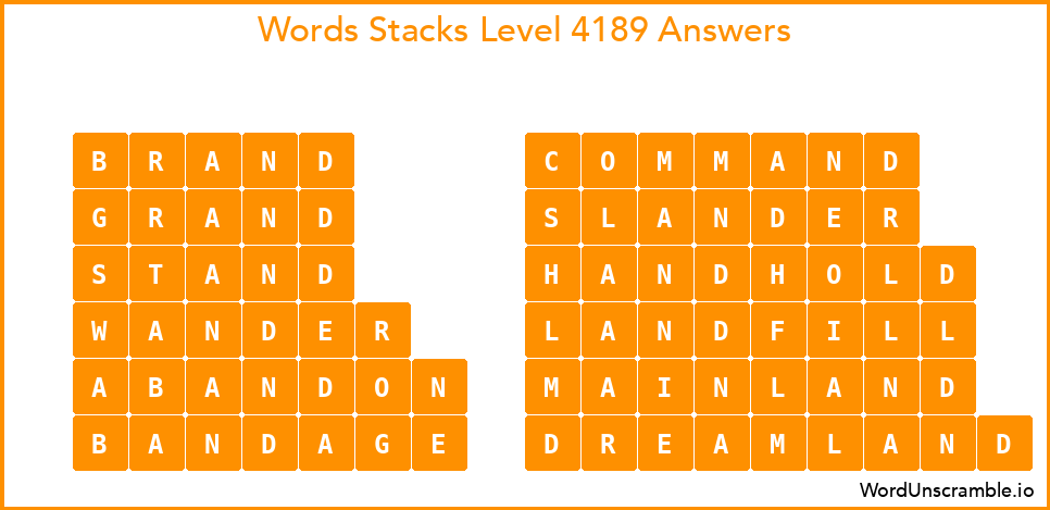 Word Stacks Level 4189 Answers
