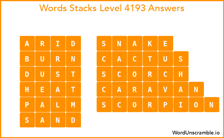 Word Stacks Level 4193 Answers