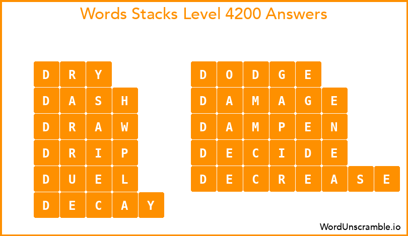 Word Stacks Level 4200 Answers