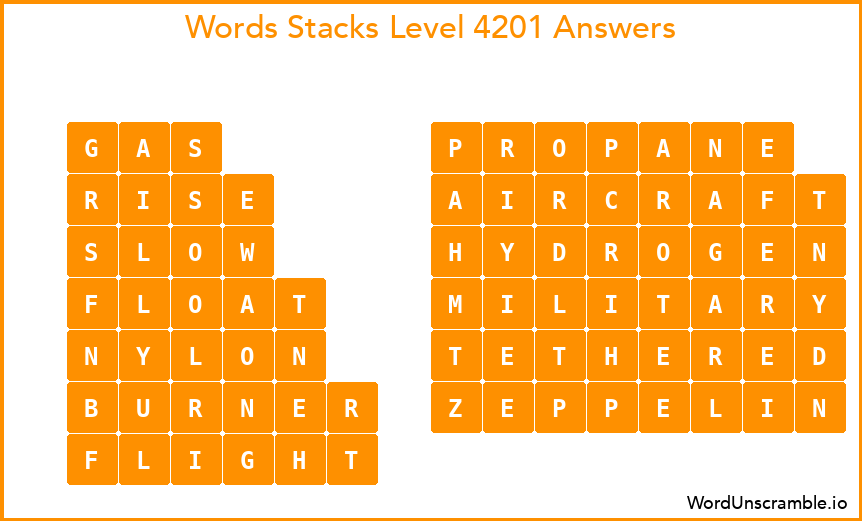 Word Stacks Level 4201 Answers