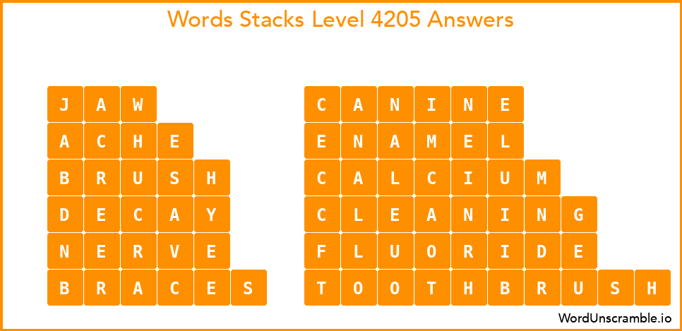 Word Stacks Level 4205 Answers