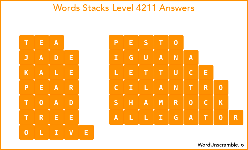Word Stacks Level 4211 Answers