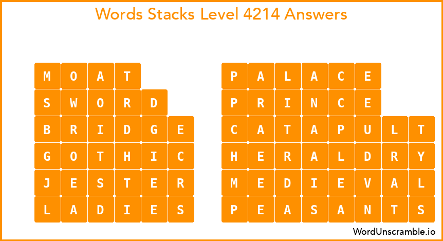 Word Stacks Level 4214 Answers
