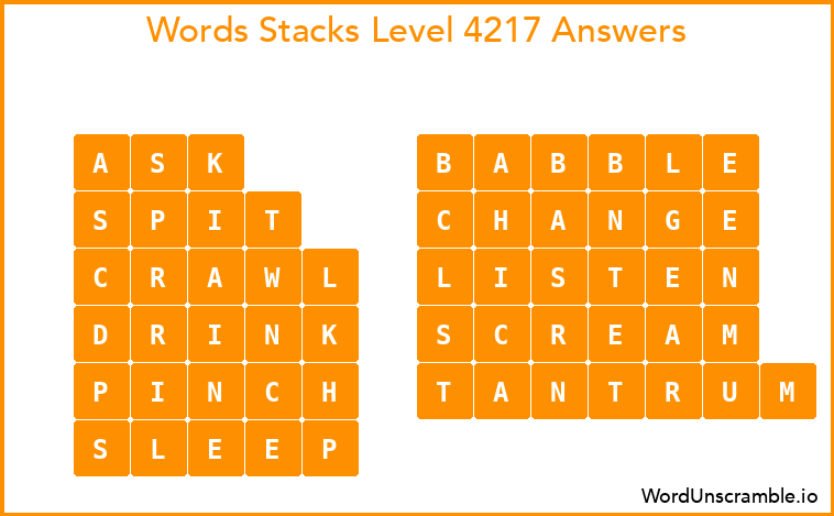 Word Stacks Level 4217 Answers