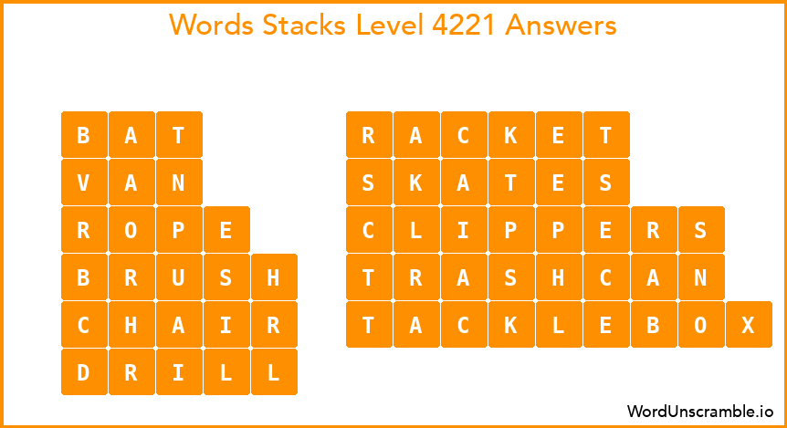 Word Stacks Level 4221 Answers