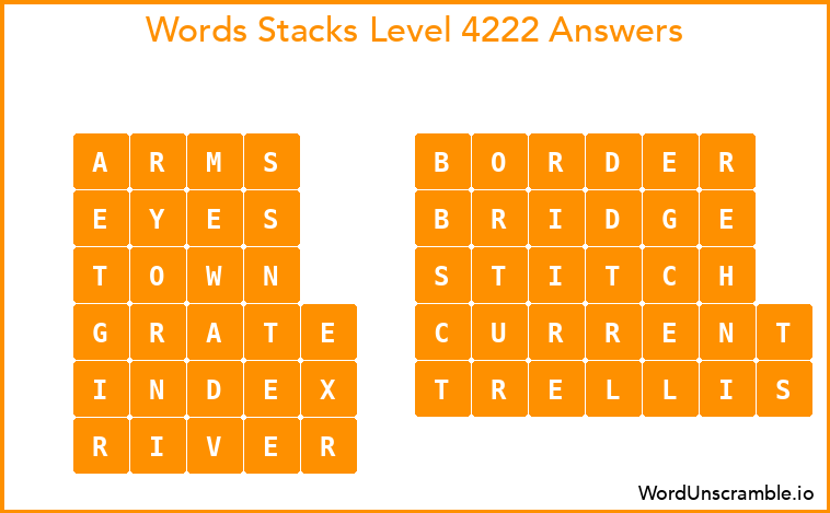 Word Stacks Level 4222 Answers