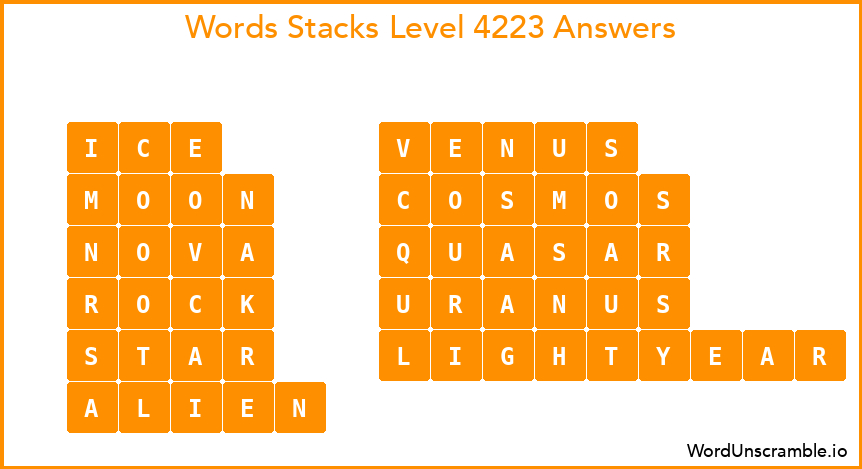 Word Stacks Level 4223 Answers