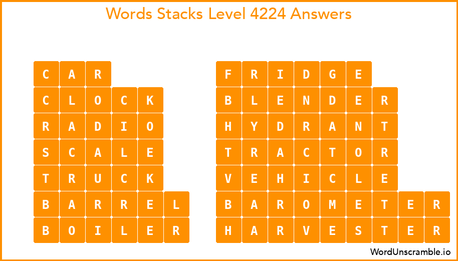 Word Stacks Level 4224 Answers