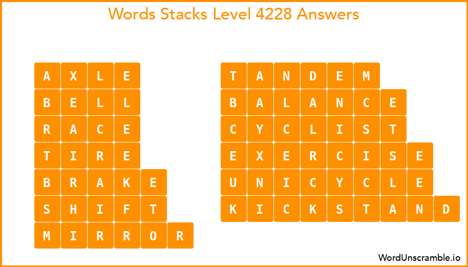 Word Stacks Level 4228 Answers