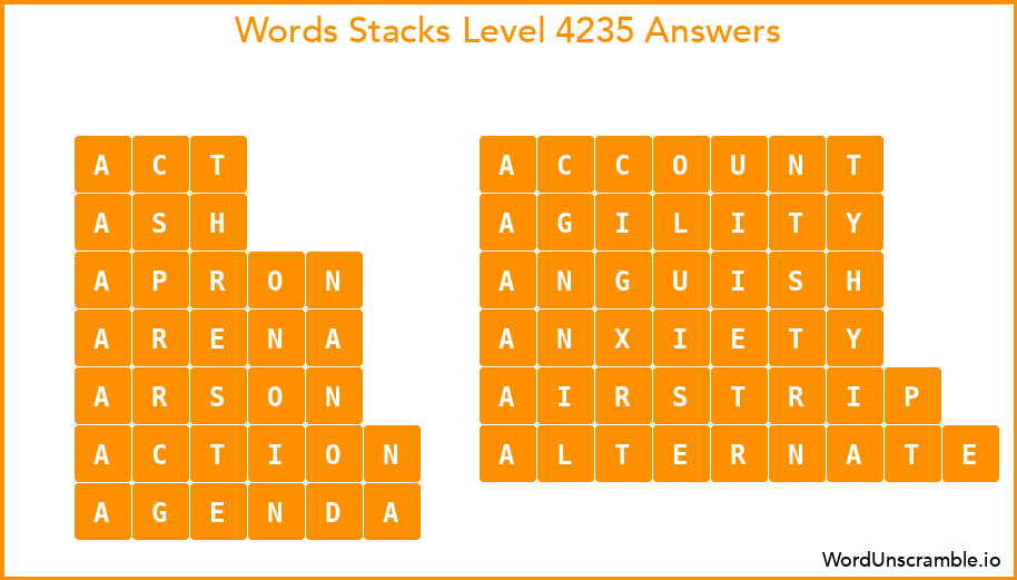 Word Stacks Level 4235 Answers