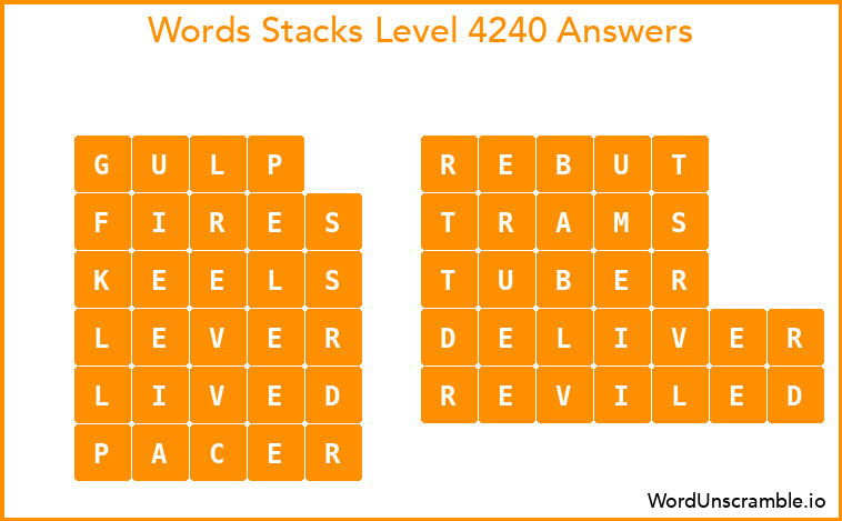 Word Stacks Level 4240 Answers