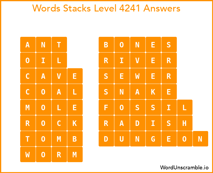 Word Stacks Level 4241 Answers