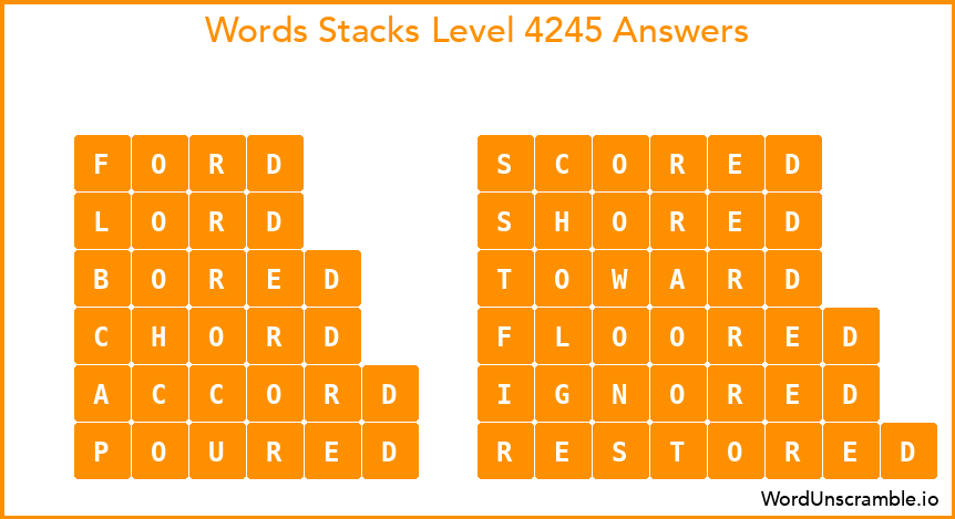 Word Stacks Level 4245 Answers