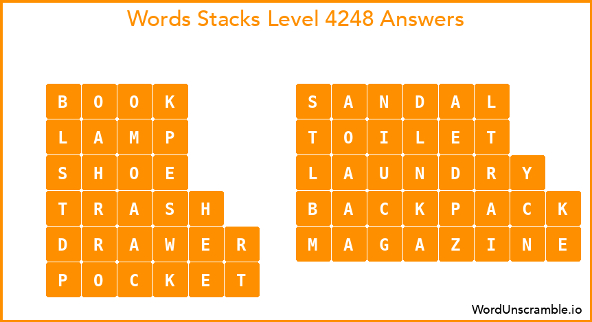 Word Stacks Level 4248 Answers