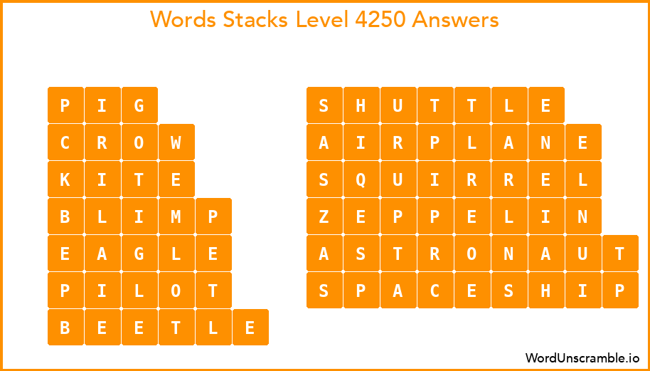 Word Stacks Level 4250 Answers