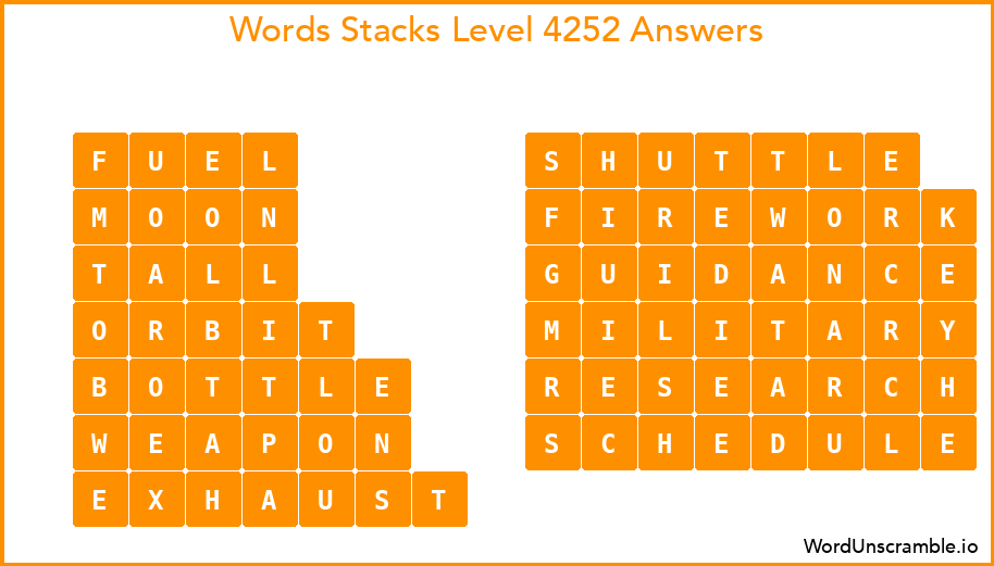 Word Stacks Level 4252 Answers