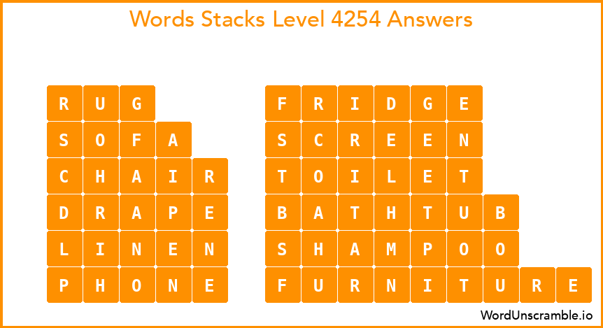Word Stacks Level 4254 Answers