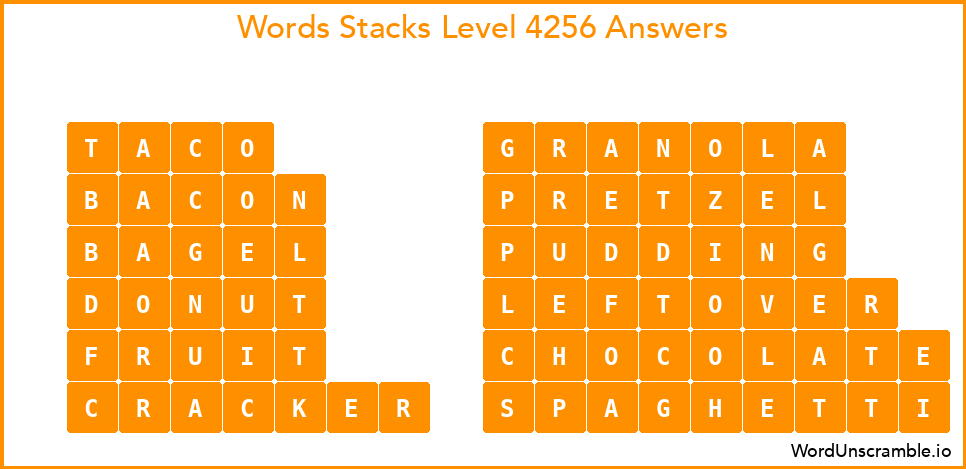 Word Stacks Level 4256 Answers
