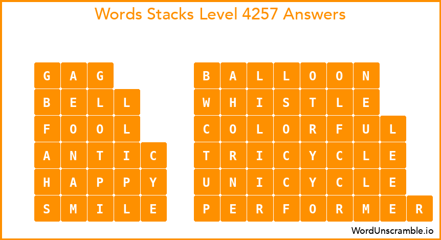 Word Stacks Level 4257 Answers