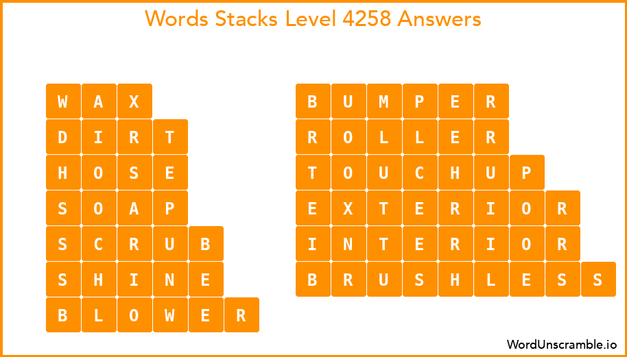 Word Stacks Level 4258 Answers