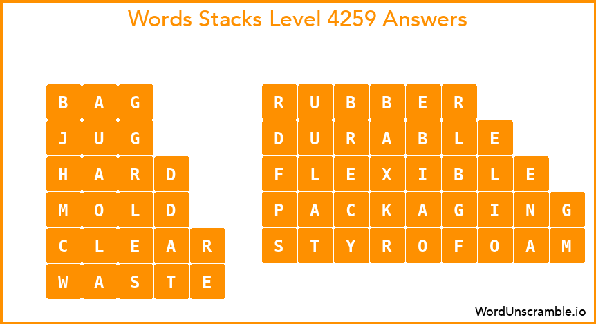 Word Stacks Level 4259 Answers