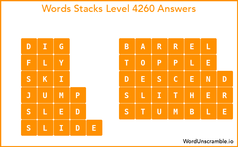 Word Stacks Level 4260 Answers