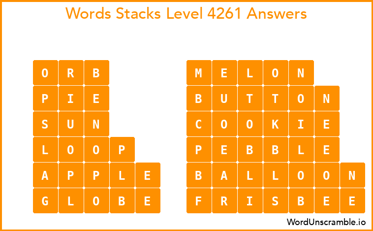 Word Stacks Level 4261 Answers