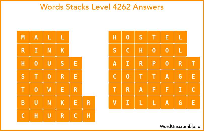 Word Stacks Level 4262 Answers