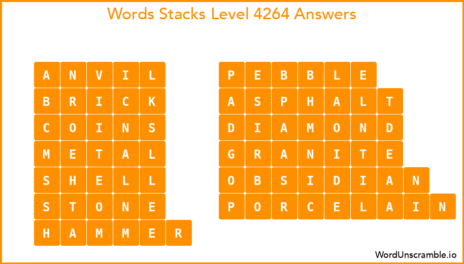 Word Stacks Level 4264 Answers