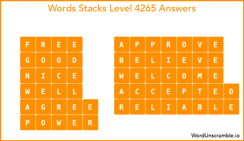 Word Stacks Level 4265 Answers