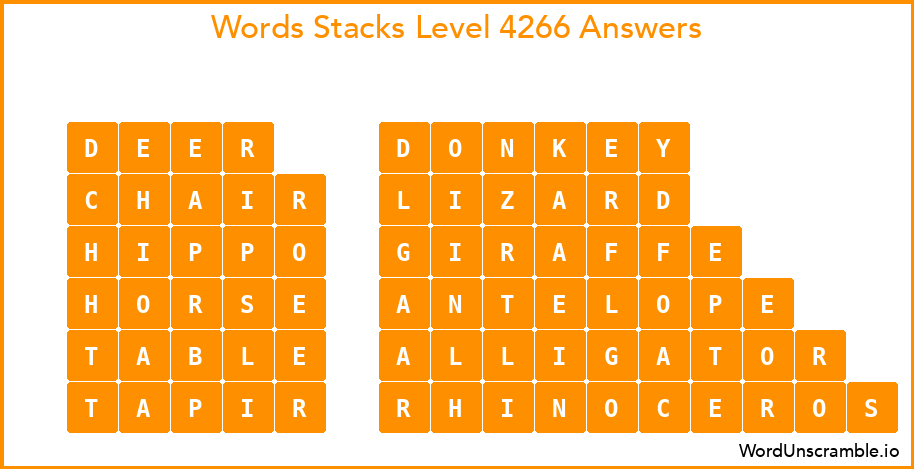 Word Stacks Level 4266 Answers