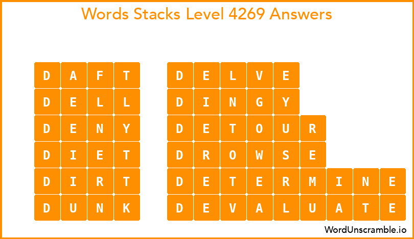 Word Stacks Level 4269 Answers