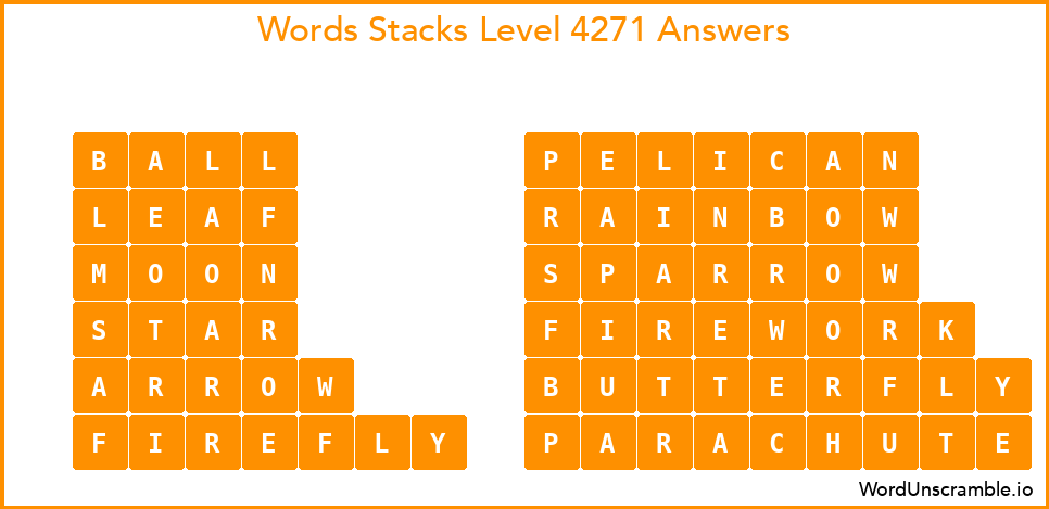 Word Stacks Level 4271 Answers