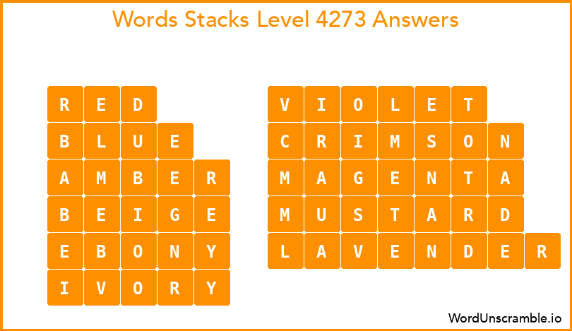 Word Stacks Level 4273 Answers