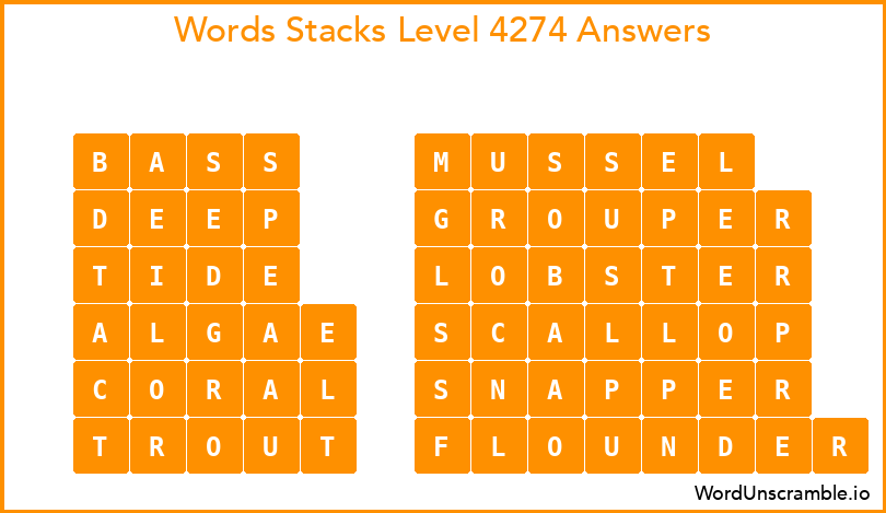 Word Stacks Level 4274 Answers