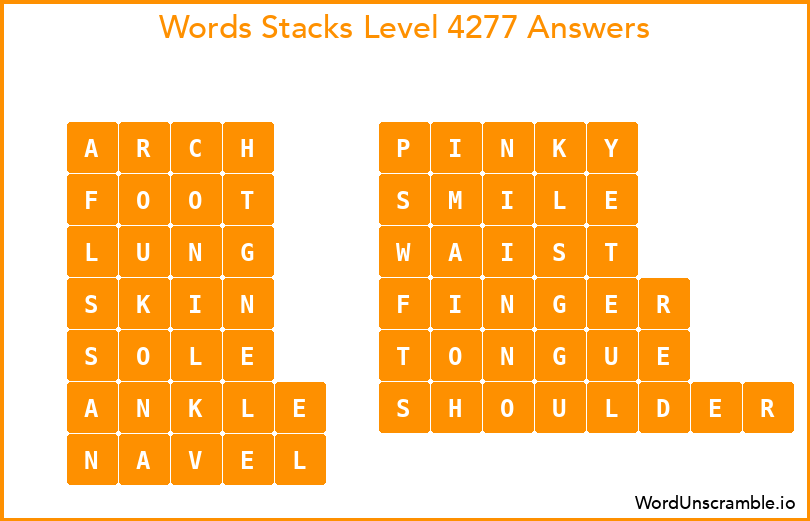 Word Stacks Level 4277 Answers
