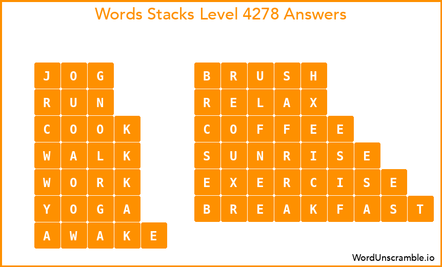 Word Stacks Level 4278 Answers