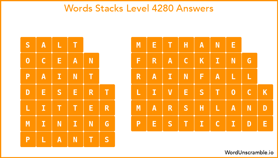 Word Stacks Level 4280 Answers