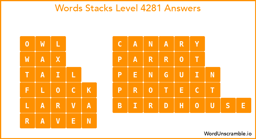 Word Stacks Level 4281 Answers