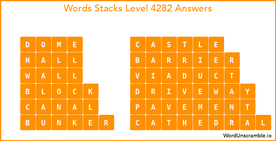 Word Stacks Level 4282 Answers